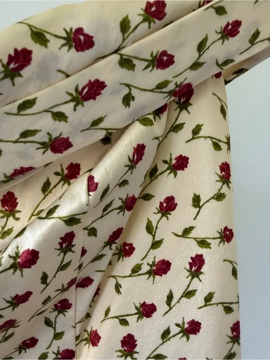 Reformation Lux Silk Off Shoulder Corset Top in Rose Print - 0
